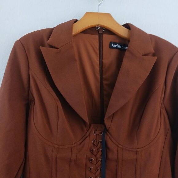 Lavias Alice Ariana lace up corser chocolate dress size 8 - Picture 2 of 6